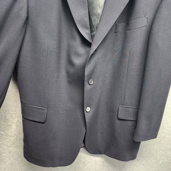 Oscar De La Renta Stretch Wool Blazer Mens 46R Navy Blue Suit‎ Jacket Sport Coat - Picture 3 of 12